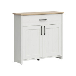 Komoda Loksa 102 cm z 2 drzwiami i szuflada sosna andersen biala/dab grandson