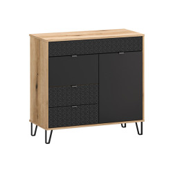 Komoda Bellano 94 cm z 2 drzwiami i 2 szufladami dab evok/czarny