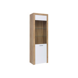 Witryna Balder 62 cm z drzwiami dab riviera/bialy polysk