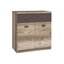 Komoda Malcolm 80 cm z 2 drzwiami i szuflada dab canyon monument/szary wolfram/dab canyon monument nadruk