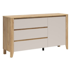 Komoda Sawira II 160 cm z drzwiami i 3 szufladami dab mauvella/kaszmir