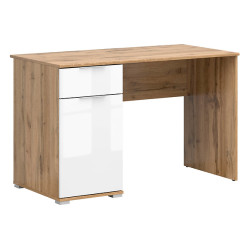 Biurko Zele 120 cm z drzwiami i szuflada dab wotan/bialy
