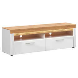 Szafka RTV Horton 166 cm z 2 szufladami bialy/dab zloty grandson