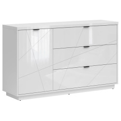 Komoda Forn 156 cm z drzwiami i 3 szufladami bialy polysk