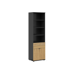 Regal Luen 57 cm z drzwiami i szuflada dab tegola/dab mauvella