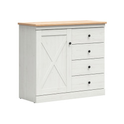Komoda Frija 103 cm z drzwiami i 4 szufladami sosna andersen biala