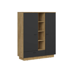Regal Zenda 117 cm z 2 drzwiami szuflada i 4 polkami dab waterford/czarny