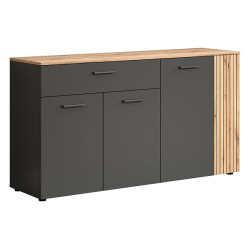 Komoda Esteban 150 cm z 4 drzwiami i szuflada grafit/dab evok