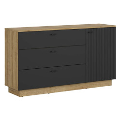 Komoda Zenda 150 cm z drzwiami i 3 szufladami dab waterford/czarny