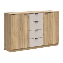 Komoda Tabina 140 cm z 2 drzwiami i 4 szufladami dab mauvella/kaszmir