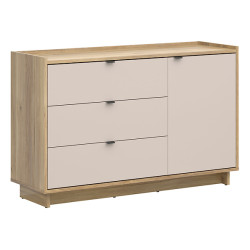 Komoda Dalva 134 cm z drzwiami i 3 szufladami dab mauvella/kaszmir