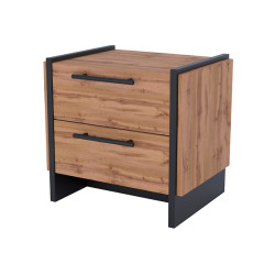 Szafka nocna Amino 48 cm z 2 szufladami dab wotan/czarny