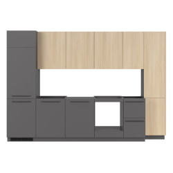 Komplet kuchenny Milino Medium B 332 cm bez blatu dab barbera piaskowy/antracyt