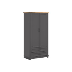 Szafa dwudrzwiowa Tolmin 100 cm z 2 szufladami grafit/dab artisan