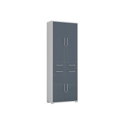 Regal Office Lux 79 cm z 4 drzwiami i 2 szufladami jasny szary