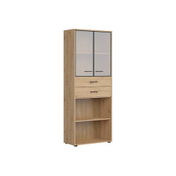 Regal Space Office 80 cm z 2 drzwiami 2 szufladami i 2 polkami dab artisan