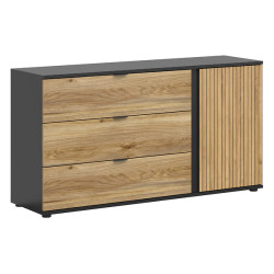 Komoda Luen 143 cm z drzwiami i 3 szufladami dab tegola/dab mauvella