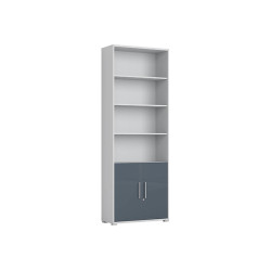 Regal Office Lux 79 cm z 2 drzwiami i 4 polkami jasny szary