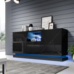 Komoda QIU 2D1K kolor czarny + LED