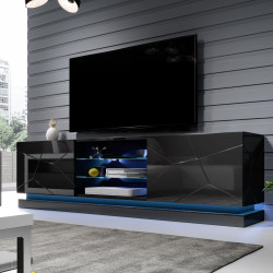 Szafka RTV QIU 200 cm kolor czarny + LED